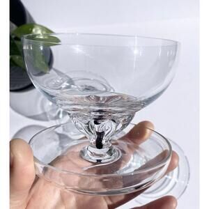 VTG Belfor Exquisite Footed Dessert Crystal Dish Blown Black Stem Pedestal Bowl